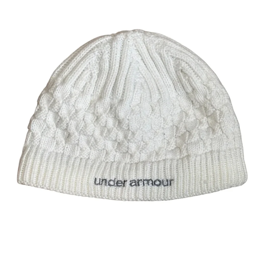 Under Armour Beanie Girls One Size‎ White Cable Knit ColdGear Infrared Hat